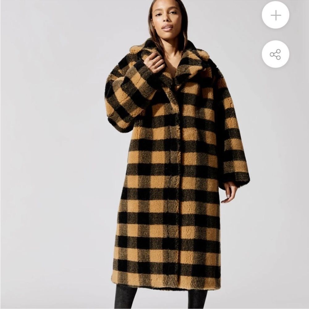 NWT Stand Studio Faux Fur Checkered Maria Coat